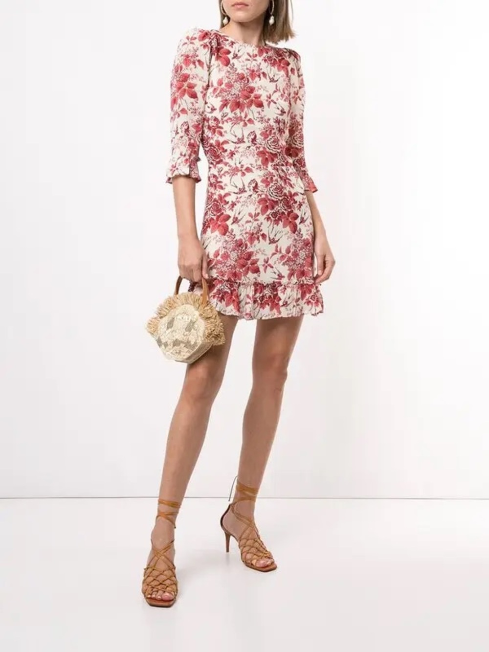 Reformation red floral Doutzen mini dress